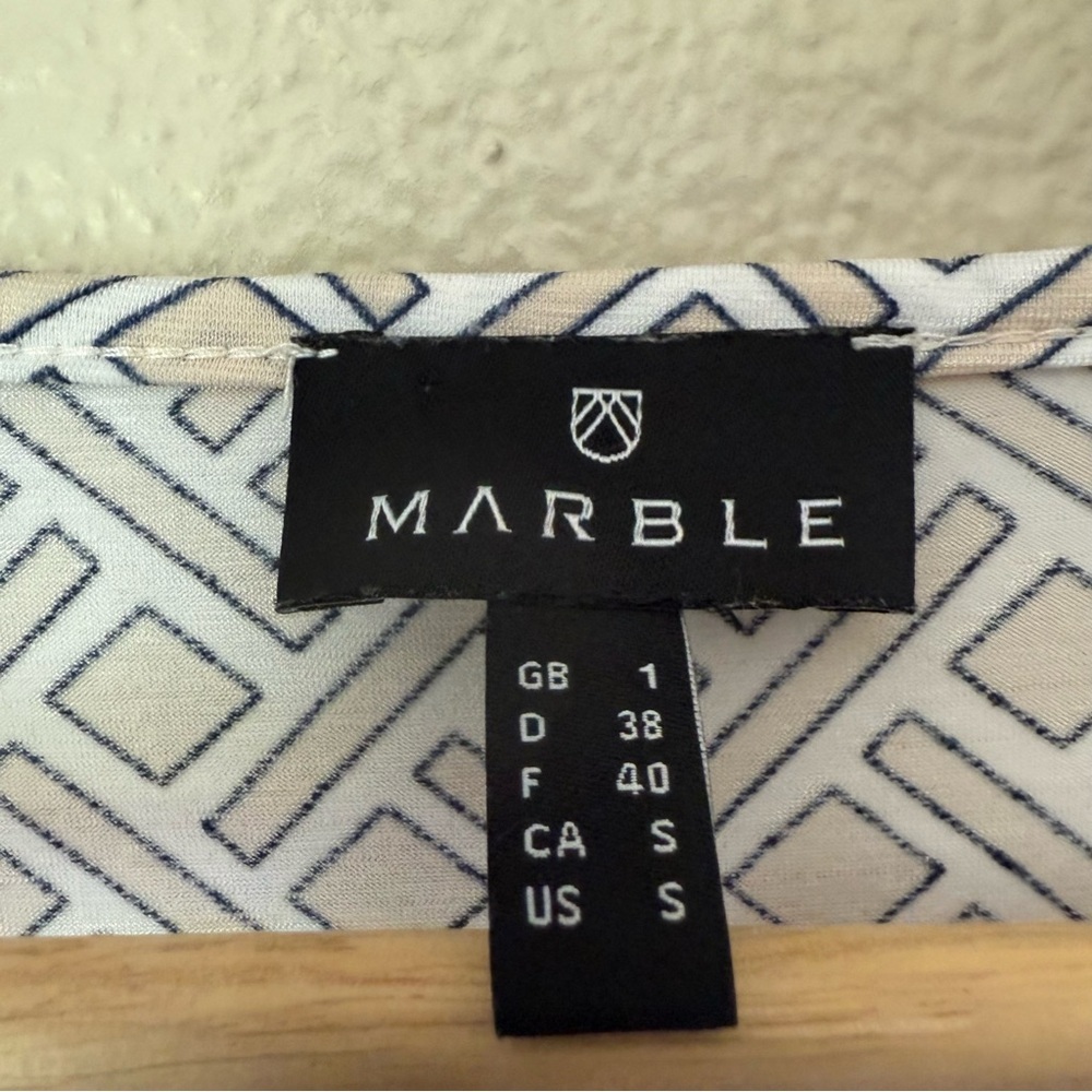 MARBLE Black and White V-Neck Blouse - Picture 2 of 4